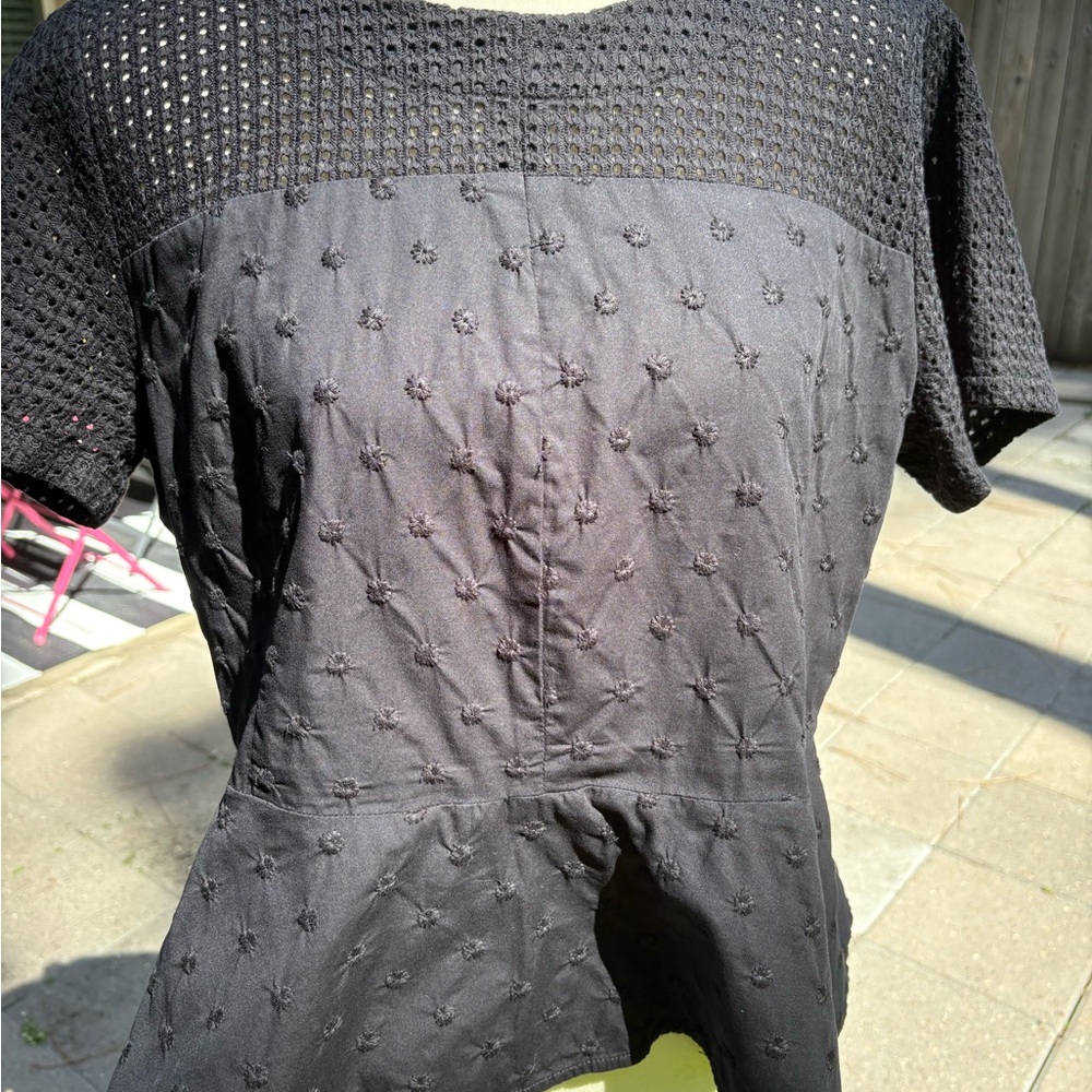 GAP Black Eyelet Embroidered Women's Peplum Blouse